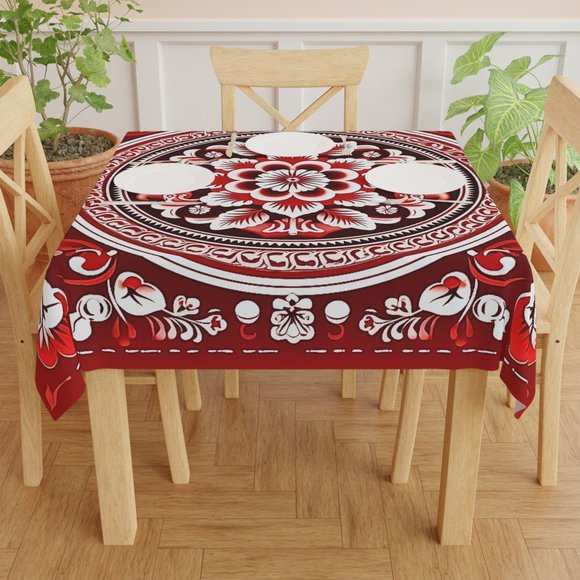 Floral table cloth | Vintage Tablecloth | Christmas tablecloth | Rectangle Squar - Picture 4 of 5